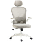 Vinsetto Mesh Office Chair with Headrest and 4D Lumbar Support - Grey-Take a break and stretch out with a tilt function