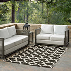 Modway Cerelia Moroccan Trellis Indoor/Outdoor Area Rug - 5 ft W x 8 ft L - Black/Beige-Tight Low Pile Weave