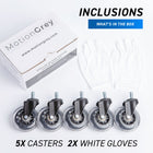 MotionGrey Office Chair Caster Wheels - Rollerblade Style Replacement Wheels - Black - Pack of 12-9