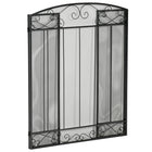 HOMCOM 3-Panel Folding Fireplace Screen with Vine Pattern Metal Mesh - Black-Vine pattern adds elegance to your living room 