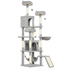 PawHut 76" Large Cat Tree Tower with Scratching Posts - Light Grey-This 75.6" (192 cm) multi-level tower meets your cat's natural climbing instincts 