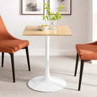 Modway Lippa 24" Square Wood Dining Table - White Natural-Beveled Edges