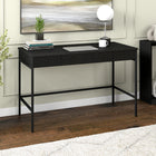 Hudson&Canal Nolan 48" Writing Desk - Black-Crafted from sturdy steel and durable MDF and PVC materials in a black finish