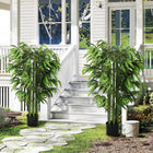 HOMCOM 4.6' Artificial Bamboo Tree for Home Decor - Green - 2 Pack-Suitable for home, offices, bedroom, hallway and more 