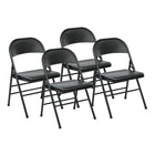 Work Smart Folding Chair with Metal Seat and Back - Black - Set of 4-Metal Seat and Back