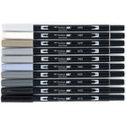 Tombow Dual Brush Pen, Grayscale, 10/Pack-Great for fine art, illustrations, doodling, journaling, hand lettering and more
