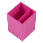 JAM Paper Plastic Pen Holder - Fuchsia Pink-Size: 2 3/4" x 2 3/4” x 3 7/8" | Features two compartments for easy access and extra organization.