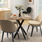 HOMCOM 29.5" Round Kitchen Table with Steel Leg for Small Spaces - Brown-Its round design makes it safer for families with children