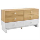 Modway Nolia 6-Drawer Color Block Dresser - Oak White-Two-Tone Color Block Dresser
