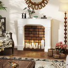 HOMCOM Baroque Fireplace Mantel Surround with Ionic Leg - White-Constructed from painted fir wood and MDF for durability 