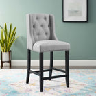 Modway Baronet Tufted Button Upholstered Fabric Counter Stool - Light Gray-Soft Polyester Fabric Upholstery