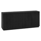Hudson&Canal Alston 68"W Buffet Table - Black Grain-Features 4 doors with two storage cabinets and adjustable shelves