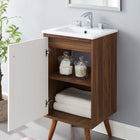 Modway Transmit 18" Bathroom Vanity - Walnut/White-Ceramic Sink Basin