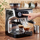 HOMCOM Espresso Machine with Built-in Grinder and Milk Frother - Black-Rapid 25-30 second preheating ensures faster brewing and perfectly rich coffee flavor