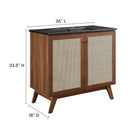 Modway Soma 36" Bathroom Vanity - Walnut/Black-Adjustable Shelf