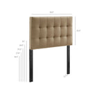 Modway Lily Stain-Resistant Performance Velvet Twin Size Headboard - Taupe-Twin Size Headboard