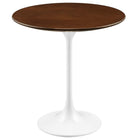 Modway Lippa 20" Round Wood Side Table - White/Walnut-Modern Side Table