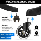 MotionGrey Office Chair Caster Wheels - Rollerblade Style Replacement Wheels - Black - Pack of 12-4