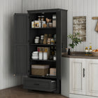 HOMCOM 69" H Tall Kitchen Storage Cabinet with Adjustable Shelves - Black-Two adjustable shelves allow for customized organization 