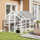 PawHut 74" H Outdoor Catio Cat Enclosure with Weatherproof Canopy and Bridges - White-Spacious 56 ft² (5.2 m²) area comfortably fits 3-6 cats, each up to 18 lbs. (8 kg) 