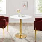 Modway Verne 35" Dining Table - Gold White-MDF Tabletop
