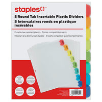 Staples Round Tab Insertable Dividers - 8 Tab - Coloured-Insertable Tabs