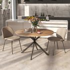 HOMCOM 47" Round Dining Table with Steel Legs - Brown-Adjustable feet keep steady, even on uneven floors
