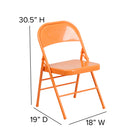 Flash Furniture HERCULES COLORBURST Series Orange Marmalade Triple Braced & Double Hinged Metal Folding Chair-18 Gauge Steel Frame