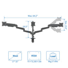 ShoppingAll Adjustable Triple Gas Spring Monitor Mount Desk Stand for 15"-32" Monitors - Black-6