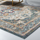Modway Tribute Diantha Distressed Vintage Floral Vintage Medallion Area Rug - 5 ft W x 8 ft L - Multicolor-Gripping Rubber Underside