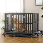 PawHut 44" Heavy Duty Steel Kennel Pet Cage - Black-Unique design, the gap between the bottom slats: 0.6"(1.5 cm), better care of the dog's paws to prevent pinching 