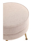 Manhattan Comfort Bailey 18.11" Mid-Century Modern Polyester Blend Upholstered Ottoman - Oatmeal with Gold Legs-Leg Height Measures: 8.66 in