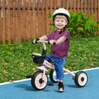 Qaba Kids Tricycle with Adjustable Seat and Basket - Pink-10" front and 8" rear EVA wheels 
