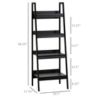 HOMCOM 4 Tier Ladder Shelf Bookcase - Black - Set of 2-Made from E1 grade MDF and steel for extra strength and durability 