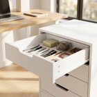 HOMCOM 6 Drawer Vertical Filing Cabinet with Lockable Wheels - White-Made from robust particleboard holds up to 66 lb 