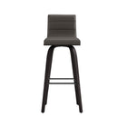 Armen Living Vienna 30" Bar Height Swivel Bar Stool in Black Wood Finish with Grey Faux Leather-4