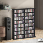 HOMCOM 8-Tier CD Shelf with 16 Compartments - Black-Easy to assemble with numbered parts and clear instructions