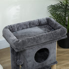 PawHut Small Cat Tree Tower with Perch and Scratching Post - Dark Grey-Material: Particle board, plush and jute 