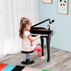 Qaba Mini Toddler 37-Key Piano Toy with Microphone, Stool, Lights - Black-8 instrument sounds including Piano, Organ, Violin, and Trumpet 