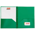 JAM Paper Two-Pocket POP Plastic School Folders with Metal Prongs Fastener Clasps - Green - 6 Pack-Size: 9.5 x 11.5 inches | Easily fits 8.5" x 11" documents