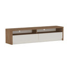 Manhattan Comfort Duncan 70" Modern TV Stand - Maple and Off White-Sleek, Handle-Free Drawers for a Clean, Uncluttered Look