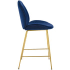 Modway Scoop Gold Stainless Steel Leg Performance Velvet Counter Stool - Navy-Vintage Glamour Style