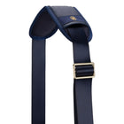 SwissGear Weekender Tote Bag - 15" x 19" - Navy with Gold-Pebbled vegan-leather padded bottom compartment for shoes, toiletries, or separate items