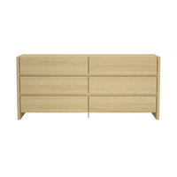 Manhattan Comfort Linda 72" Modern 6-Drawer Double Dresser - Natural Oak-Modern Double Dresser for Bedroom and Living Room Use