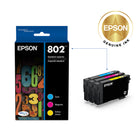 Epson 802 Ultra Ink Cartridge Combo Pack - Standard Capacity - Cyan/Magenta/Yellow-Worry-free handling - smudge, fade and water resistant prints 