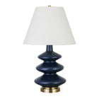 Hudson&Canal Carleta 26.5" Tall Triple Gourd Table Lamp with Fabric Shade - Blue/White-Modern and contemporary design for your living room, workspace, or bed side table