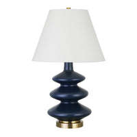 Hudson&Canal Carleta 26.5" Tall Triple Gourd Table Lamp with Fabric Shade - Blue/White-Modern and contemporary design for your living room, workspace, or bed side table
