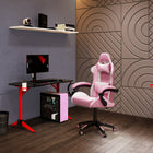 CorLiving Ravagers Gaming Chair - Pink/White-Easy assembly