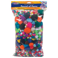 Creativity Street Pound of Poms - Assorted Colours - Assorted Sizes - 1 lb-Adds texture, dimension and colour to any project