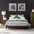 Modway Lodge Wooden Queen-Size Platform Bed Frame - Walnut-Sturdy Mattress Foundation